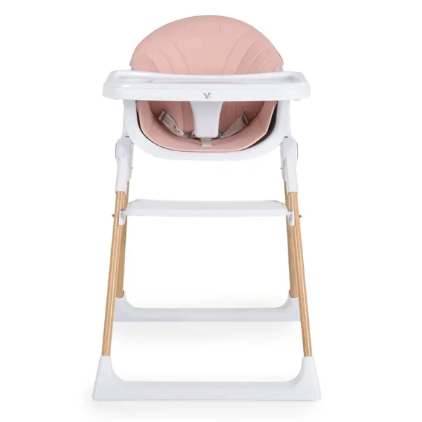 Scaun de masa pentru copii Cangaroo Almond Pink,husa din piele ecologica usor de curatat,structura metalica stabila,picioare antiderapante,pliere compacta,centura de siguranta si protectie antialunecare,suport picioare