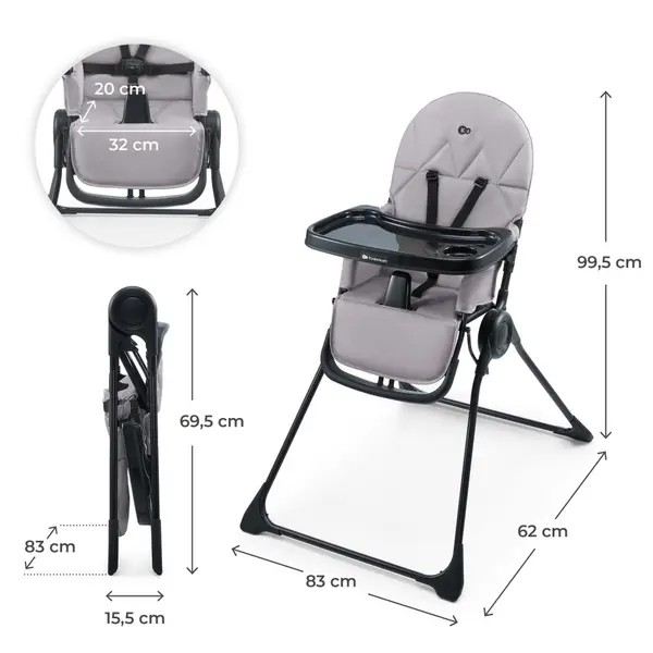 Scaun de masa pentru copii Kinderkraft Binci Grey