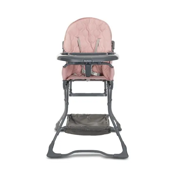 Scaun de masa pentru copii Lorelli Bonbon Rose Leather cu suport pentru picioare, cos pentru jucarii, pliere compacta, greutate admisa 15 kg