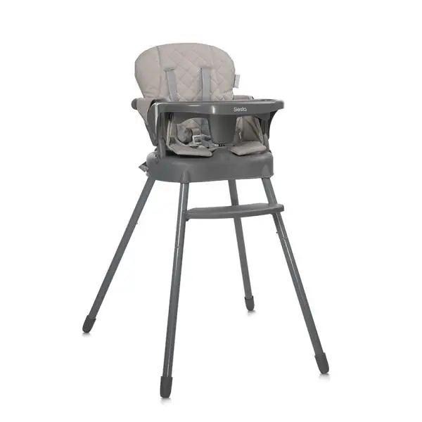 Scaun de masa pentru copii Lorelli Siesta Beige Leather 3 in 1 cu suport pentru picioare, tavita detasabila si centuri de siguranta