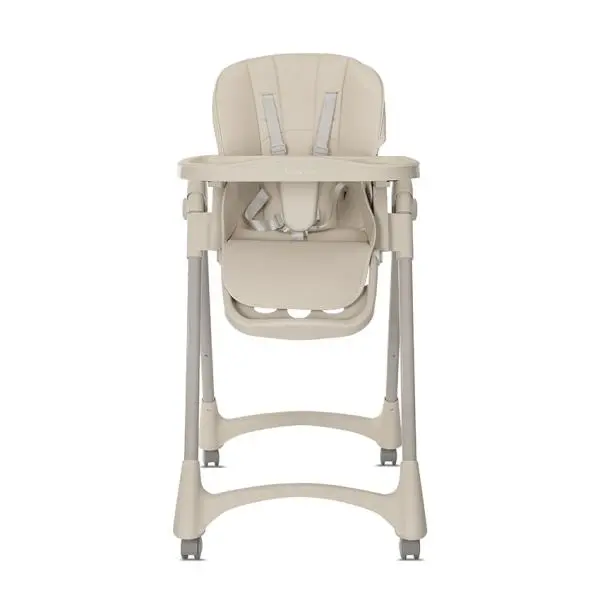 Scaun de masa pentru copii Lorelli Tummy Time Beige reglabil in multiple pozitii, roti din silicon, 2 tavite detasabile, centuri de siguranta, suport pentru picioare