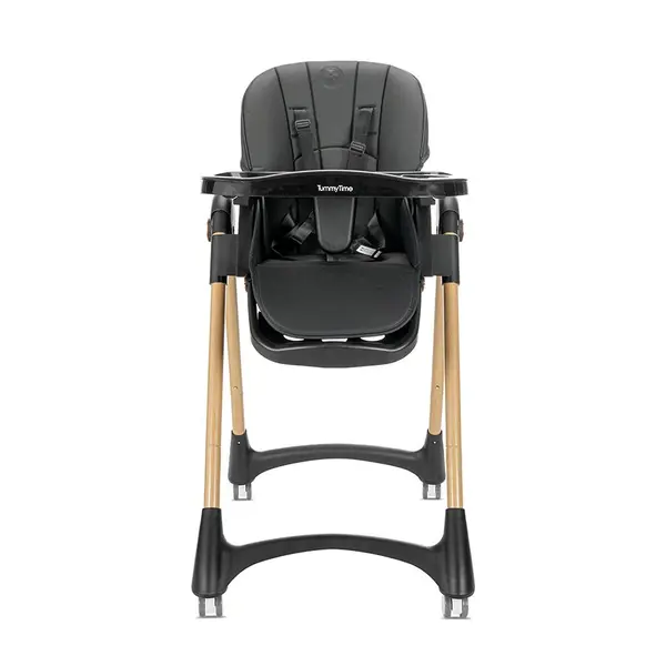Scaun de masa pentru copii Lorelli Tummy Time Black reglabil in multiple pozitii, roti din silicon, 2 tavite detasabile, centuri de siguranta, suport pentru picioare