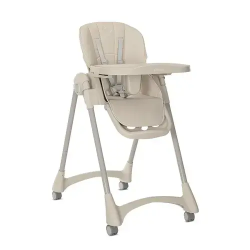 Scaun de masa pentru copii Lorelli Tummy Time, reglabil in multiple pozitii, roti din silicon, Bej