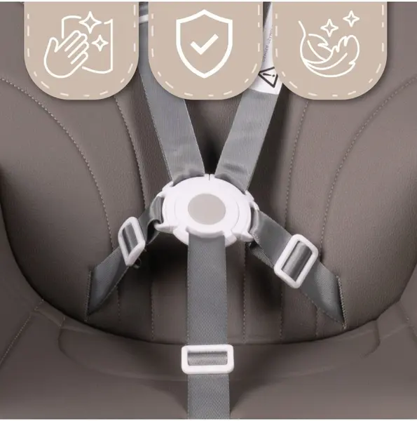 Scaun de masa pentru copii Malplay Grey, reglabil, multifunctional 3 in 1, cu centuri de siguranta, tavita detasabila si reglabila