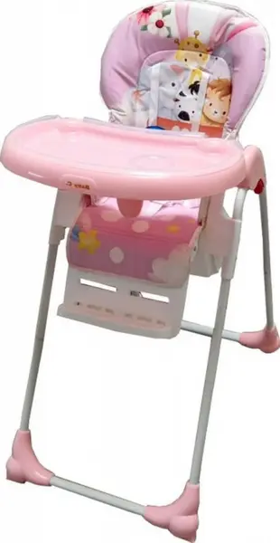 Scaun de masa pentru copii si bebe Baby Care CC Animalute Roz reglabil in 3 trepte, Pliabil, Centura de siguranta, Sezut confortabil, Masuta detasabila, Pozitie somn, Cosulet de depozitare