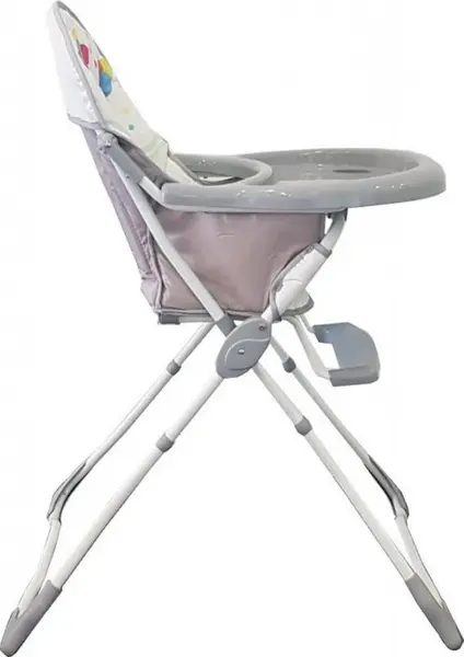 Scaun de masa pentru copii si bebe Baby Care CH Pliabil, Centura de siguranta, Sezut confortabil, Masuta detasabila, Model Elefanti Gri
