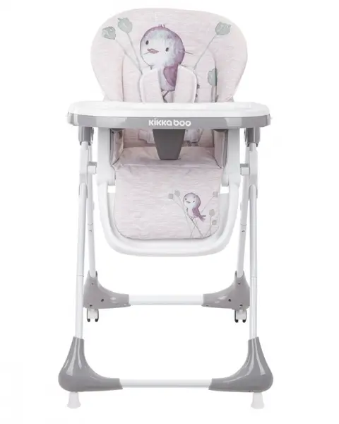 Scaun de masa pentru copii Sweet Nature Beige Bird cu inaltime reglabila, pliabil, spatar reglabil, roti,husa impermeabila detasabila, suport picioare reglabil, tavita dubla,centuri de siguranta,sistem siguranta antialunecare