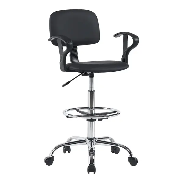 Scaun de receptie Icina I cu role, neagra, 58x54x102-123 cm
