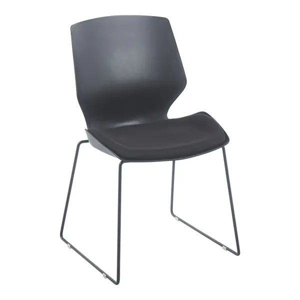 Scaun de vizitator, autentic negru cu perna, 47x52x85 cm