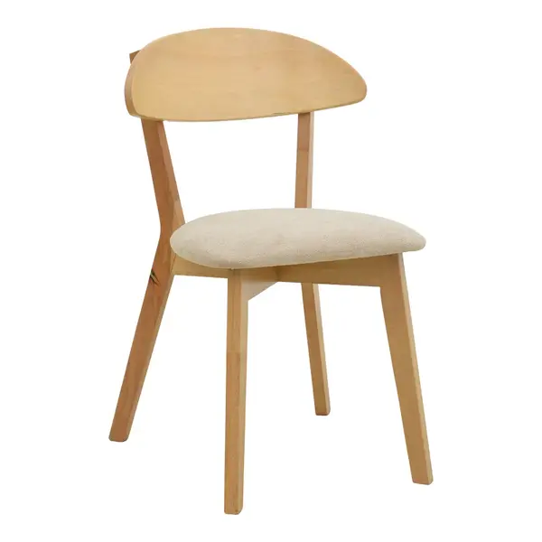 Scaun din lemn masiv Canon, cu tapițerie gri-bej, rubberwood, 43x43x79 cm