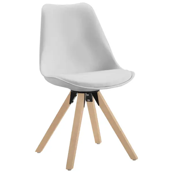 Scaun din lemn, metal, plastic, textil, alb, culoare lemn stejar