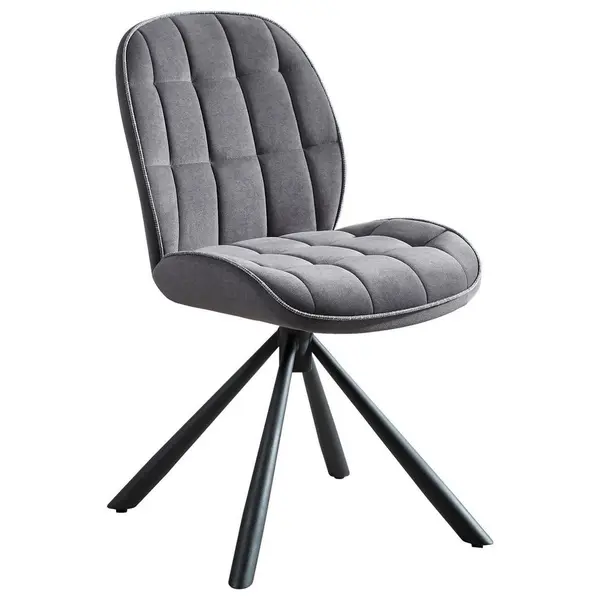 Scaun din lemn, metal, textil, negru, gri închis