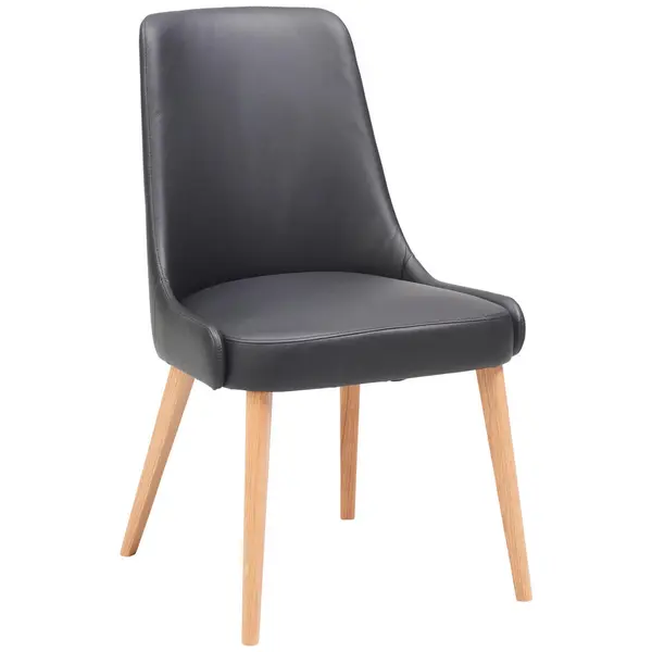 Scaun din lemn, piele, negru