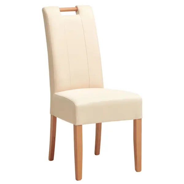 Scaun din lemn, textil, bej