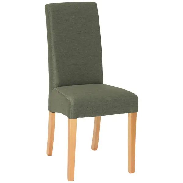 Scaun din lemn, textil, verde, culoare lemn fag