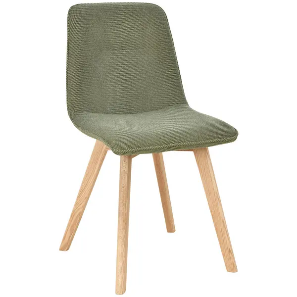 Scaun din lemn, textil, verde, culoare lemn stejar