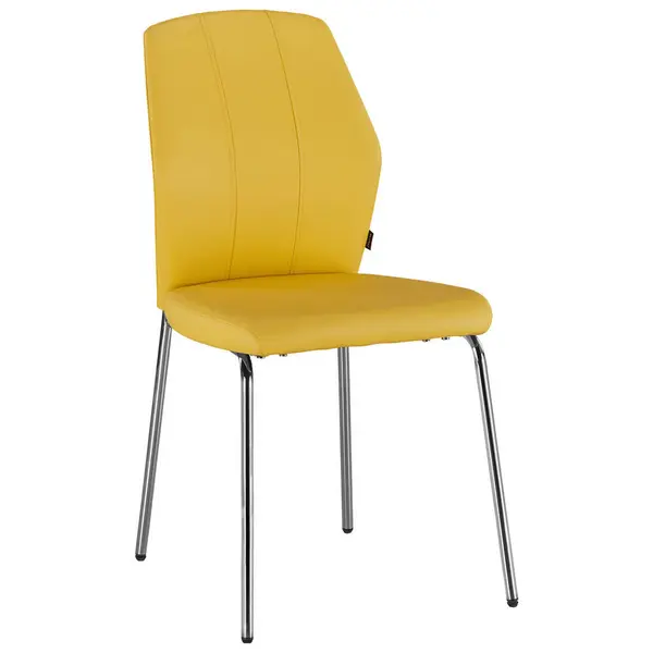 Scaun din metal, textil, galben, culoare crom