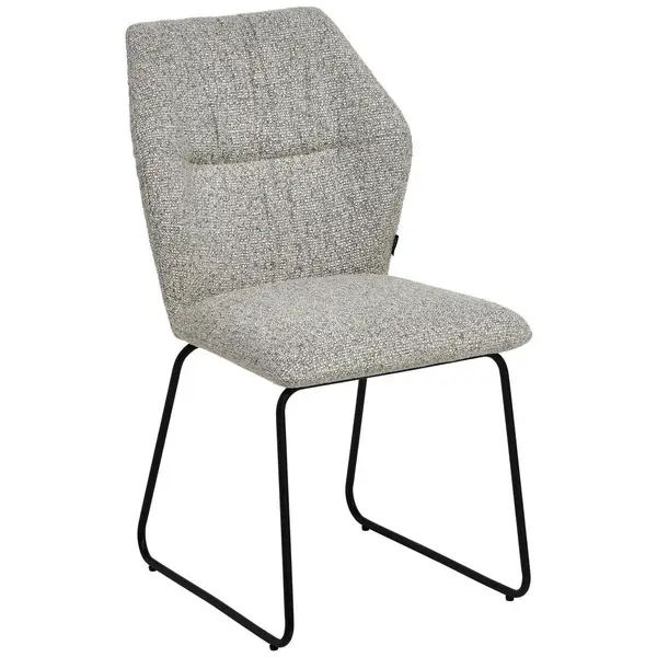 Scaun din metal, textil, gri deschis