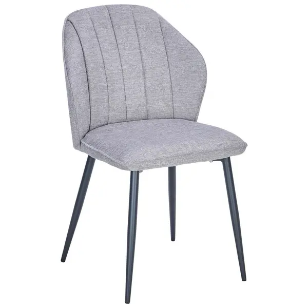 Scaun din metal, textil, gri deschis