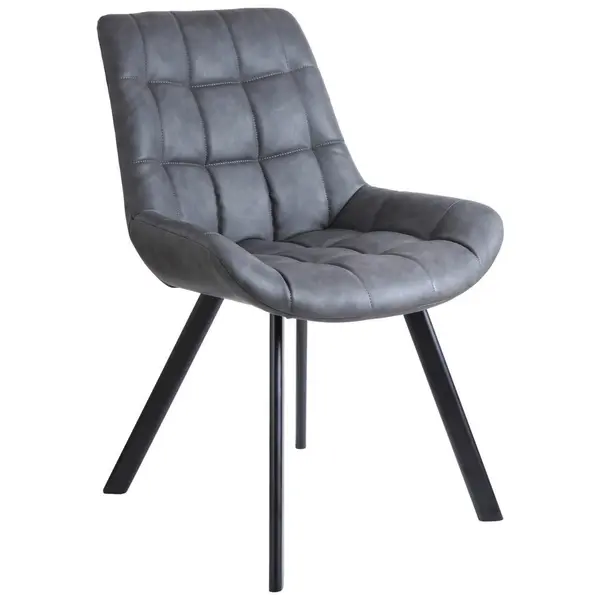 Scaun din metal, textil, gri, negru