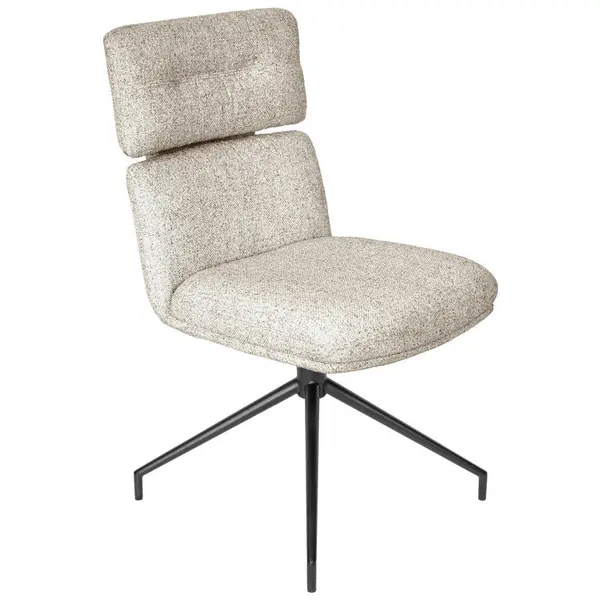 Scaun din metal, textil, negru, bej