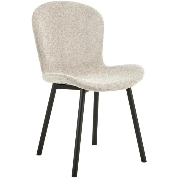 Scaun din metal, textil, negru, bej
