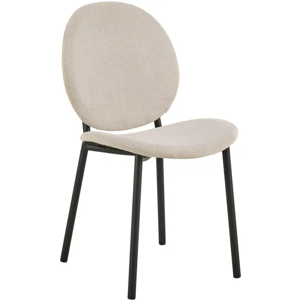 Scaun din metal, textil, negru, bej