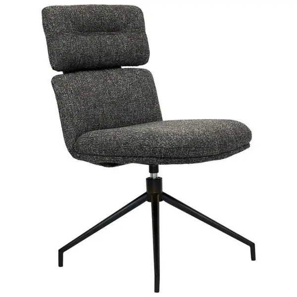 Scaun din metal, textil, negru, gri închis