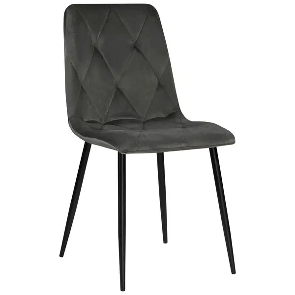 Scaun din metal, textil, negru, gri închis