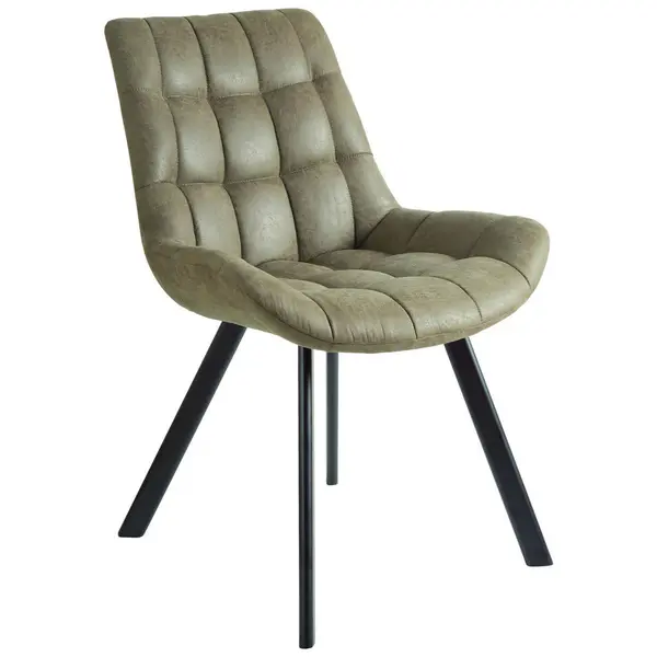 Scaun din metal, textil, negru, măsliniu