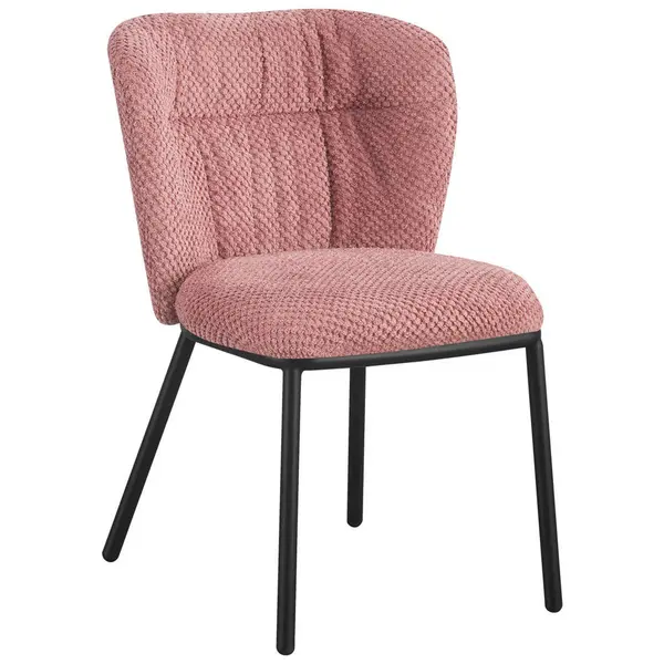 Scaun din metal, textil, roz, negru