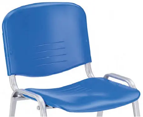 Scaun din plastic PPN - sezut, spatar culoare albastru- cadru metalic de prindere pe banca - model 1215