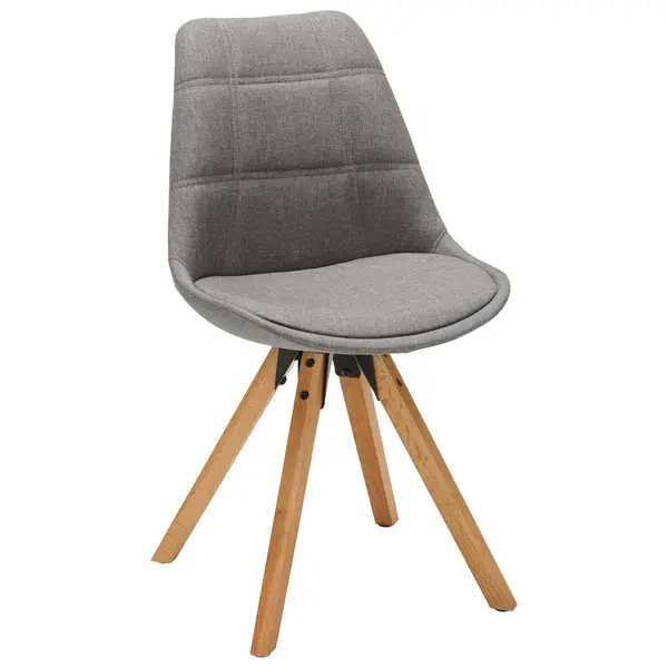 Scaun din textil, culoare lemn stejar, gri deschis