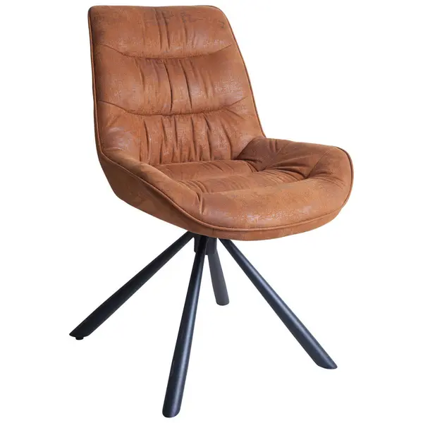 Scaun din textil, maro, negru