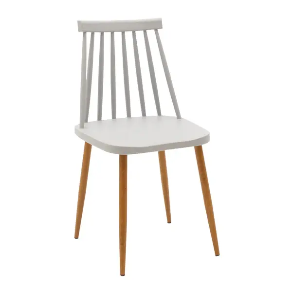 Scaun dining Aurora, Alb-Natural, polipropilena si metal, 42x50x77 cm