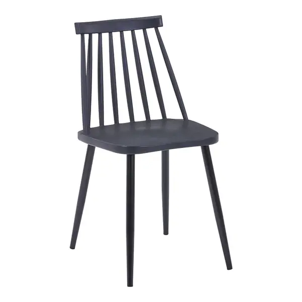 Scaun dining Aurora, polipropilena si metal, Negru, 42x50x77 cm