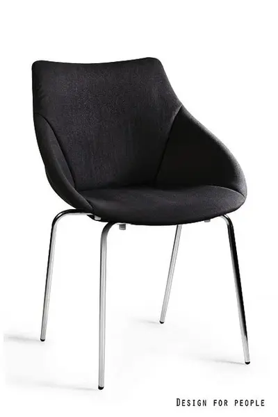Scaun dining tapitat Lumi cadru otel cromat, culoare neagra