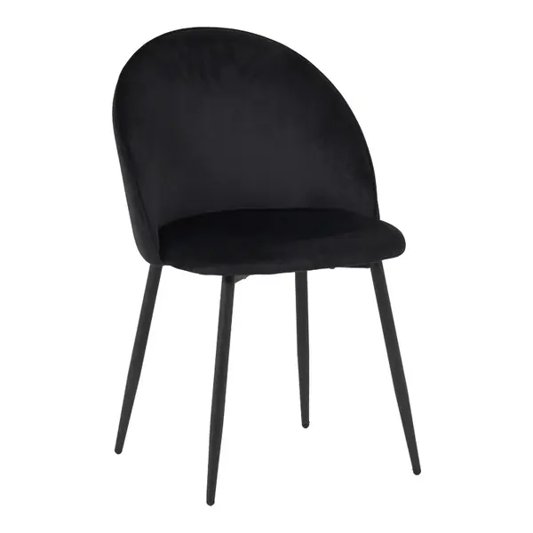 Scaun elegant din catifea pentru birou Perch, Metal, Negru, 50x43x82 cm