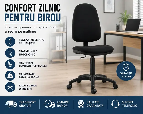 Scaun Ergonomic de Birou Reglabil Negru