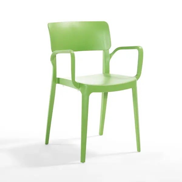 Scaun exterior Novussi Dynamic Plus cu brațe din polipropilenă verde suprapozabil Scaun exterior Novussi Dynamic Plus cu brațe din polipropilenă verde suprapozabil