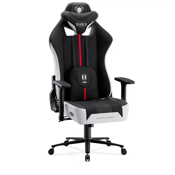 Scaun Gaming Diablo X-Player 2.0 Din Material King Size: Alb-Negru Scaun Gaming Diablo X-Player 2.0 Din Material King Size: Alb-Negru