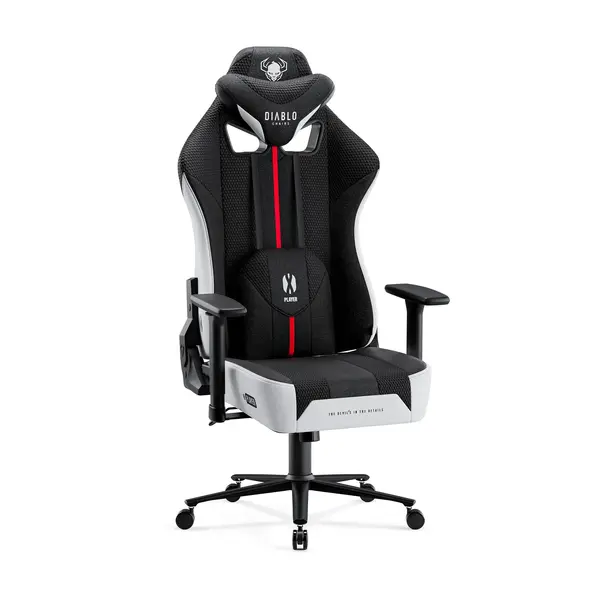 Scaun Gaming Diablo X-Player 2.0 Din Material Normal Size: Alb-Negru Scaun Gaming Diablo X-Player 2.0 Din Material Normal Size: Alb-Negru