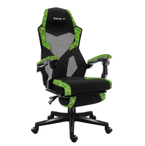 Scaun Gaming Huzaro Combat 3.1 Pixel, Max 150 kg, Carcasa NylongGuard, TitanPad, FlexiBack (Negru/Verde)