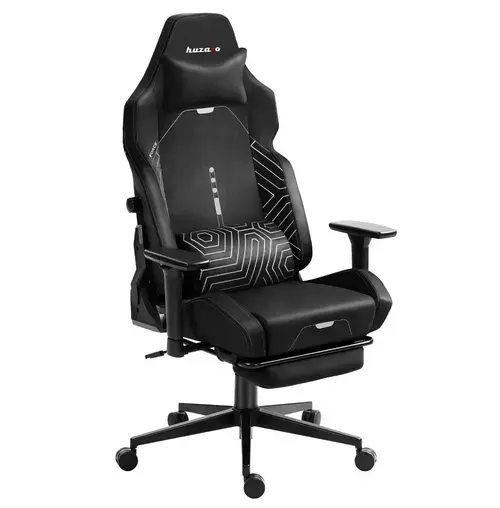 Scaun Gaming Huzaro Force 8.1, Max 150 kg, Sistem BackBalance, Spatar culisant, Suport picioare, Roti silentioase (Negru)