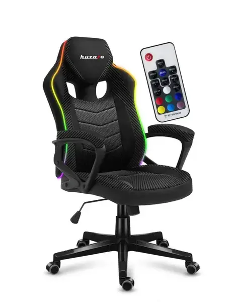 Scaun gaming Huzaro HZ-Force 2.5 RGB, Mesh, RGB LED, Cotiere moi, Cadru otel, Functie balans SoftFlex (Negru)