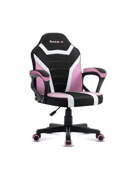 Scaun gaming pentru copii Huzaro HZ-Ranger 1.0 Spider, Mesh respirabil, Cotiere moi, Roti din cauciuc, Reglaj inaltime, Design ergonomic (Negru/Roz)