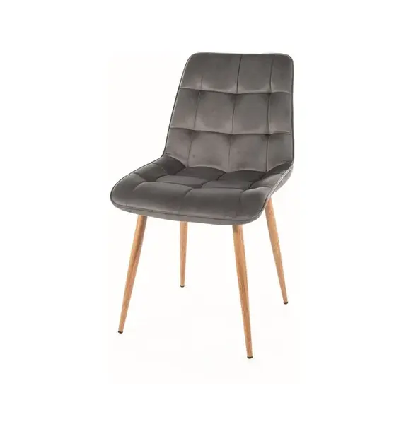 Scaun KIM OAK - VELVET - Gri inchis