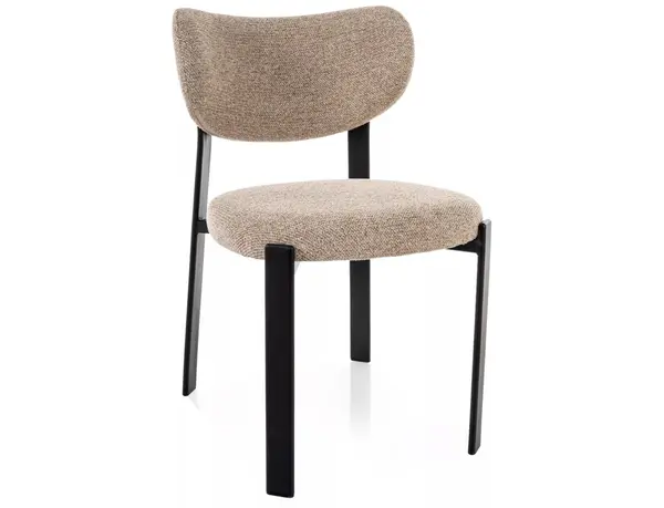 Scaun lemn tapitat Rin 253 bej/negru mat - H79 cm