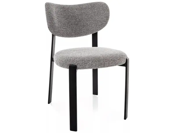 Scaun lemn tapitat Rin 254 gri/negru - H79 cm