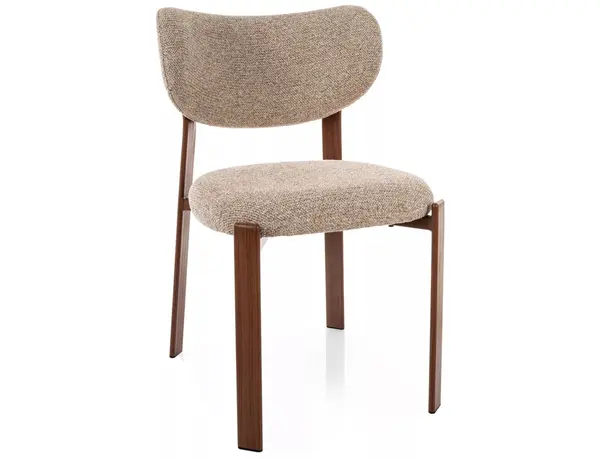 Scaun lemn tapitat Rin D 253 bej/nuc - H79 cm